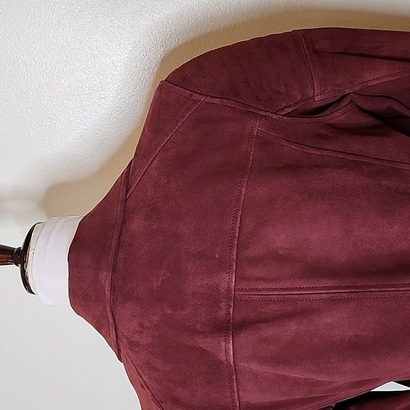 NEW LaMarque Laetica Burgundy Leather Suede Moto Biker Jacket Luxury Celeb Style - Picture 9 of 14